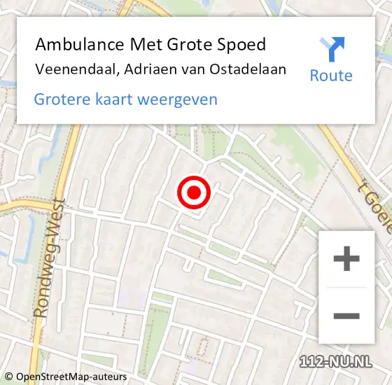 Locatie op kaart van de 112 melding: Ambulance Met Grote Spoed Naar Veenendaal, Adriaen van Ostadelaan op 11 december 2017 11:18