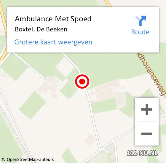 Locatie op kaart van de 112 melding: Ambulance Met Spoed Naar Boxtel, De Beeken op 11 december 2017 11:21