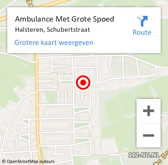 Locatie op kaart van de 112 melding: Ambulance Met Grote Spoed Naar Halsteren, Schubertstraat op 11 december 2017 11:22