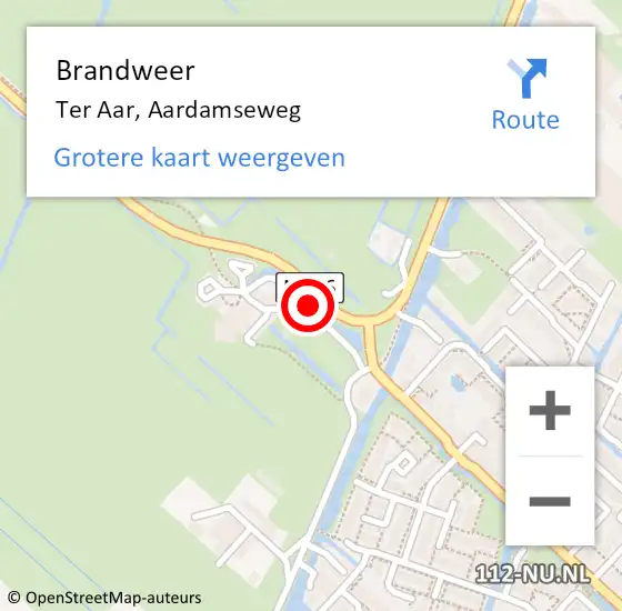 Locatie op kaart van de 112 melding: Brandweer Ter Aar, Aardamseweg op 11 december 2017 11:22