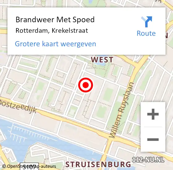 Locatie op kaart van de 112 melding: Brandweer Met Spoed Naar Rotterdam, Krekelstraat op 11 december 2017 11:23