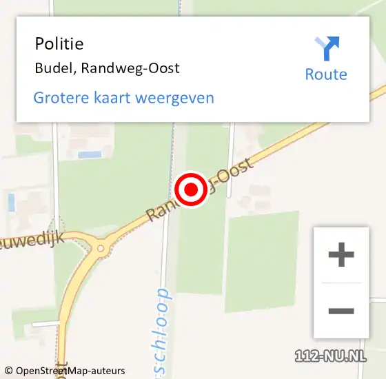 Locatie op kaart van de 112 melding: Politie Budel, Randweg-Oost op 11 december 2017 11:28