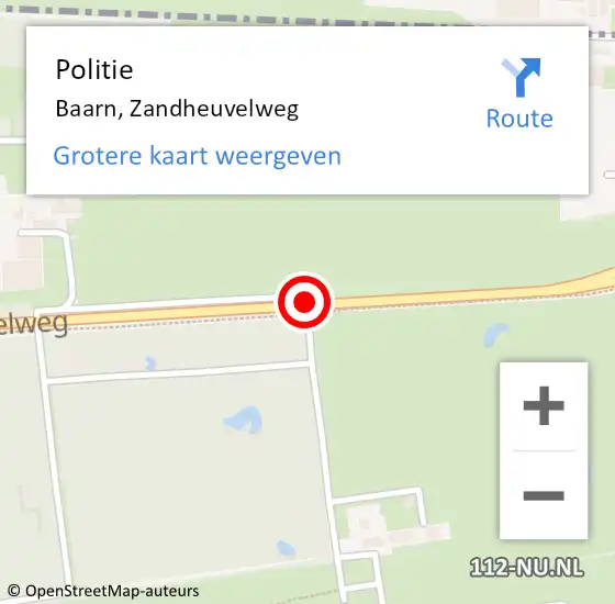 Locatie op kaart van de 112 melding: Politie Baarn, Zandheuvelweg op 11 december 2017 11:30