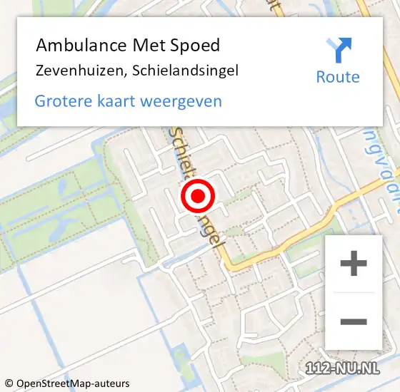 Locatie op kaart van de 112 melding: Ambulance Met Spoed Naar Zevenhuizen, Schielandsingel op 11 december 2017 11:51