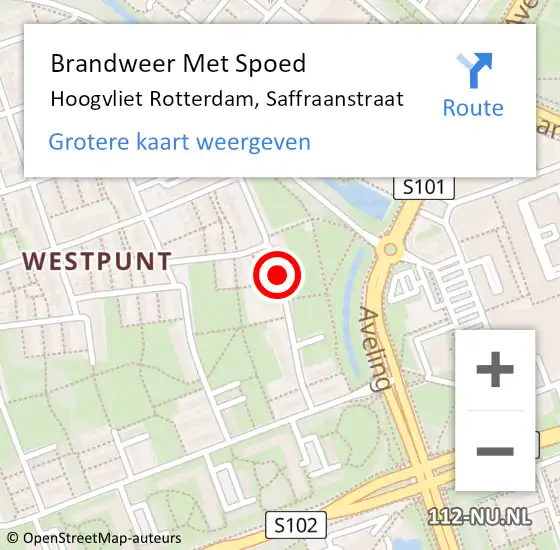 Locatie op kaart van de 112 melding: Brandweer Met Spoed Naar Hoogvliet Rotterdam, Saffraanstraat op 11 december 2017 11:59