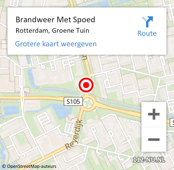 Locatie op kaart van de 112 melding: Brandweer Met Spoed Naar Rotterdam, Groene Tuin op 11 december 2017 12:02