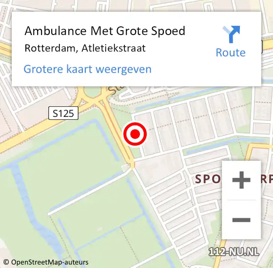 Locatie op kaart van de 112 melding: Ambulance Met Grote Spoed Naar Rotterdam, Atletiekstraat op 11 december 2017 12:02