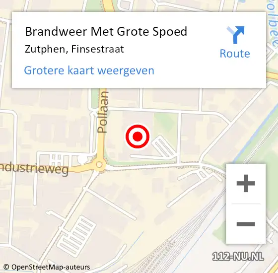 Locatie op kaart van de 112 melding: Brandweer Met Grote Spoed Naar Zutphen, Finsestraat op 11 december 2017 12:04
