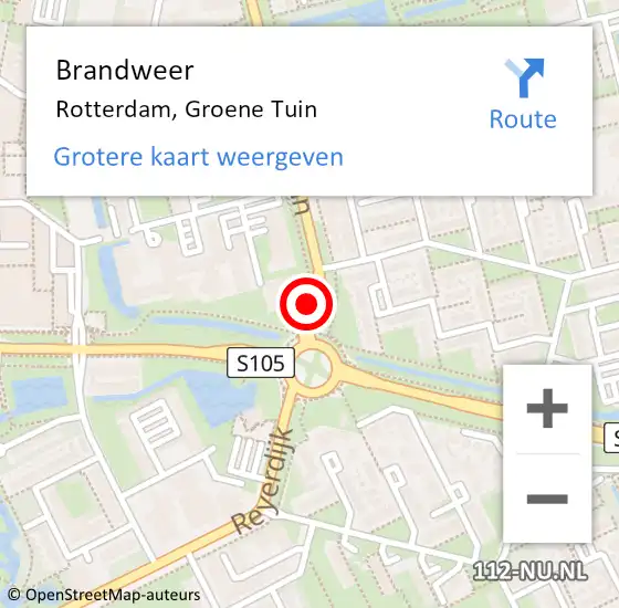 Locatie op kaart van de 112 melding: Brandweer Rotterdam, Groene Tuin op 11 december 2017 12:05