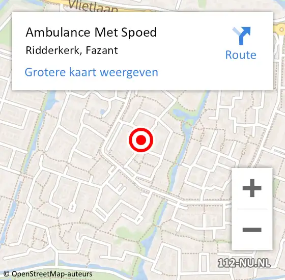 Locatie op kaart van de 112 melding: Ambulance Met Spoed Naar Ridderkerk, Fazant op 11 december 2017 12:11