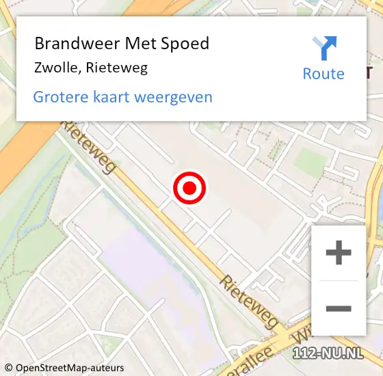 Locatie op kaart van de 112 melding: Brandweer Met Spoed Naar Zwolle, Rieteweg op 11 december 2017 12:13