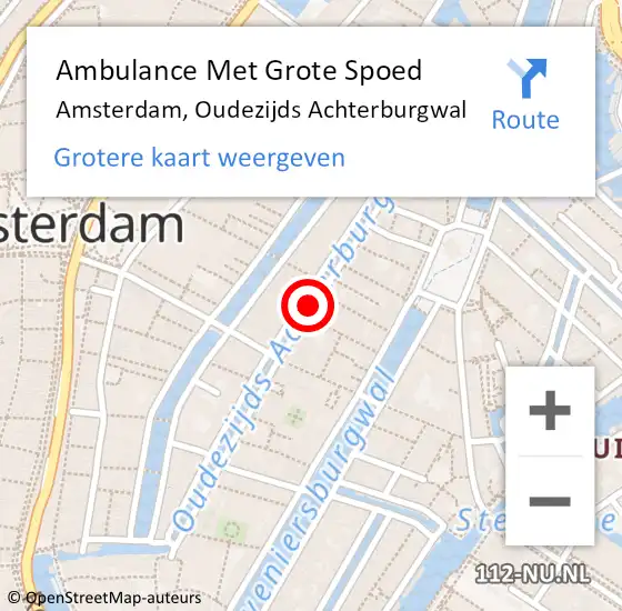 Locatie op kaart van de 112 melding: Ambulance Met Grote Spoed Naar Amsterdam, Oudezijds Achterburgwal op 11 december 2017 12:13