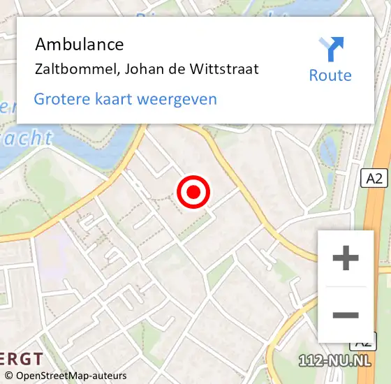 Locatie op kaart van de 112 melding: Ambulance Zaltbommel, Johan de Wittstraat op 11 december 2017 12:13