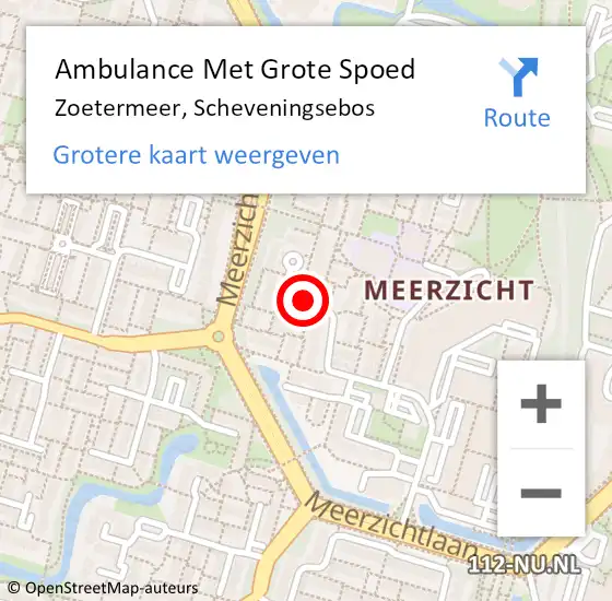 Locatie op kaart van de 112 melding: Ambulance Met Grote Spoed Naar Zoetermeer, Scheveningsebos op 11 december 2017 12:13