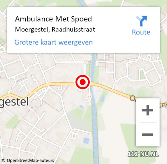 Locatie op kaart van de 112 melding: Ambulance Met Spoed Naar Moergestel, Raadhuisstraat op 11 december 2017 12:15