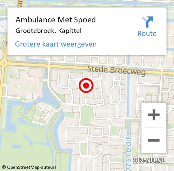 Locatie op kaart van de 112 melding: Ambulance Met Spoed Naar Grootebroek, Kapittel op 11 december 2017 12:31