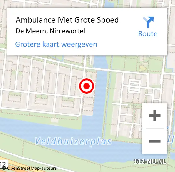 Locatie op kaart van de 112 melding: Ambulance Met Grote Spoed Naar De Meern, Nirrewortel op 11 december 2017 13:07