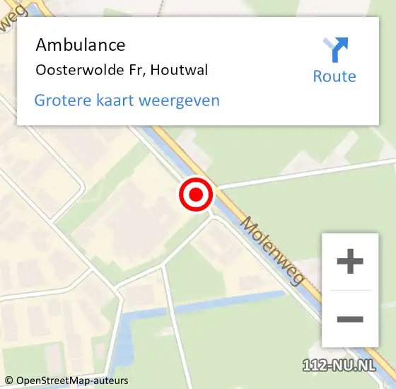 Locatie op kaart van de 112 melding: Ambulance Oosterwolde Fr, Houtwal op 11 december 2017 13:13