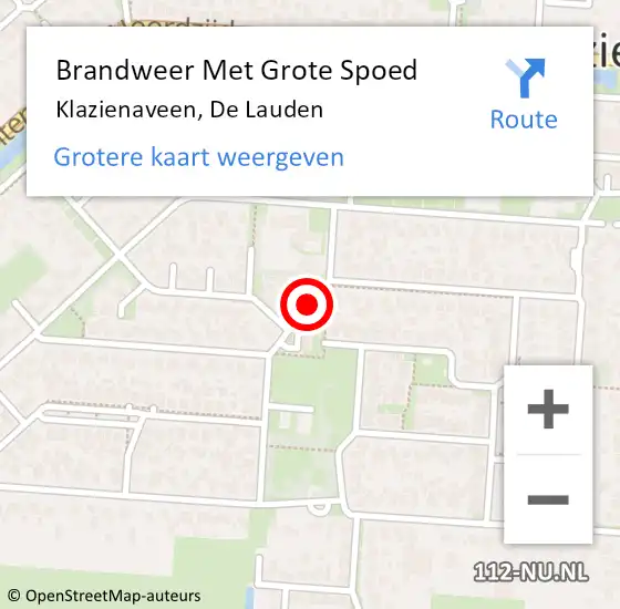 Locatie op kaart van de 112 melding: Brandweer Met Grote Spoed Naar Klazienaveen, De Lauden op 11 december 2017 13:31