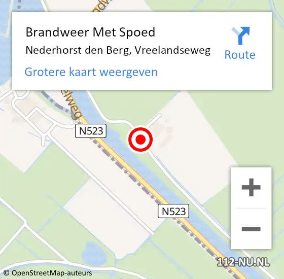 Locatie op kaart van de 112 melding: Brandweer Met Spoed Naar Nederhorst den Berg, Vreelandseweg op 11 december 2017 13:38