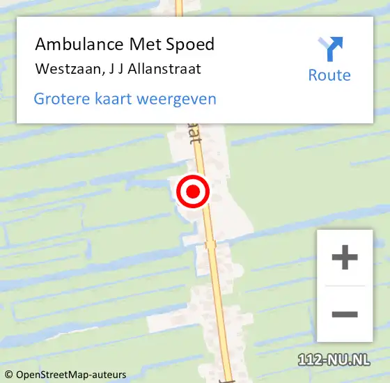 Locatie op kaart van de 112 melding: Ambulance Met Spoed Naar Westzaan, J J Allanstraat op 11 december 2017 14:03