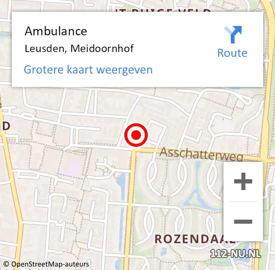 Locatie op kaart van de 112 melding: Ambulance Leusden, Meidoornhof op 11 december 2017 14:14