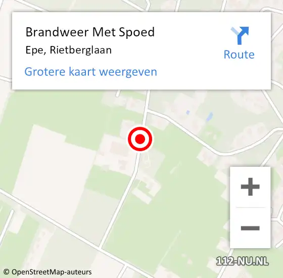 Locatie op kaart van de 112 melding: Brandweer Met Spoed Naar Epe, Rietberglaan op 11 december 2017 14:32