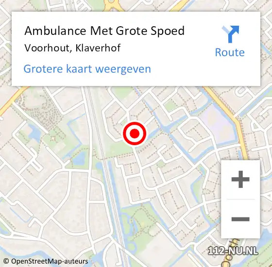 Locatie op kaart van de 112 melding: Ambulance Met Grote Spoed Naar Voorhout, Klaverhof op 11 december 2017 15:03