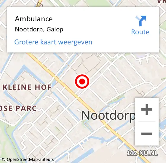 Locatie op kaart van de 112 melding: Ambulance Nootdorp, Galop op 11 december 2017 15:04