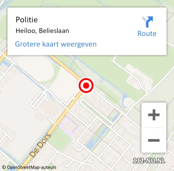 Locatie op kaart van de 112 melding: Politie Heiloo, Belieslaan op 11 december 2017 15:10