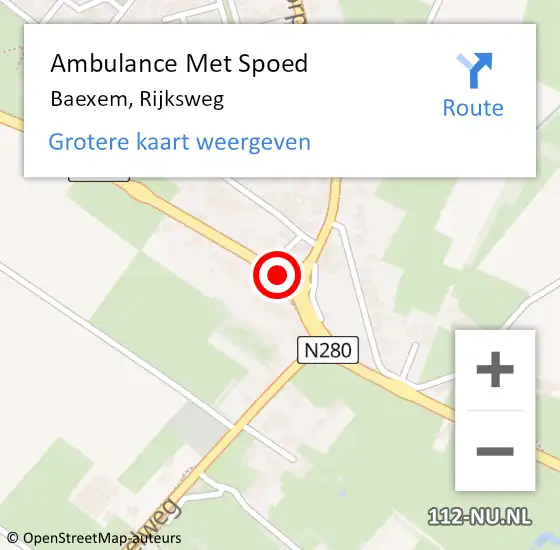 Locatie op kaart van de 112 melding: Ambulance Met Spoed Naar Baexem, Rijksweg op 11 december 2017 15:13