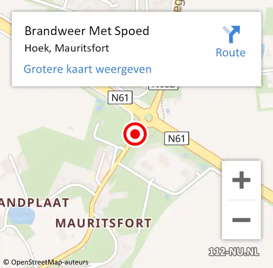 Locatie op kaart van de 112 melding: Brandweer Met Spoed Naar Hoek, Mauritsfort op 11 december 2017 15:36