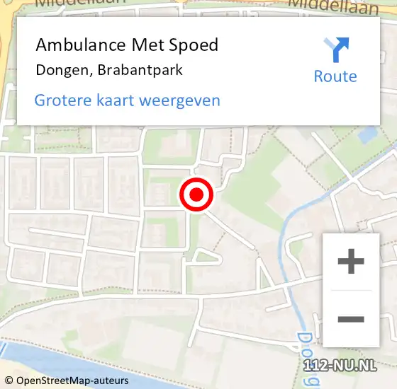 Locatie op kaart van de 112 melding: Ambulance Met Spoed Naar Dongen, Brabantpark op 11 december 2017 15:40