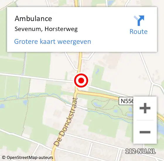 Locatie op kaart van de 112 melding: Ambulance Sevenum, Horsterweg op 11 december 2017 16:02