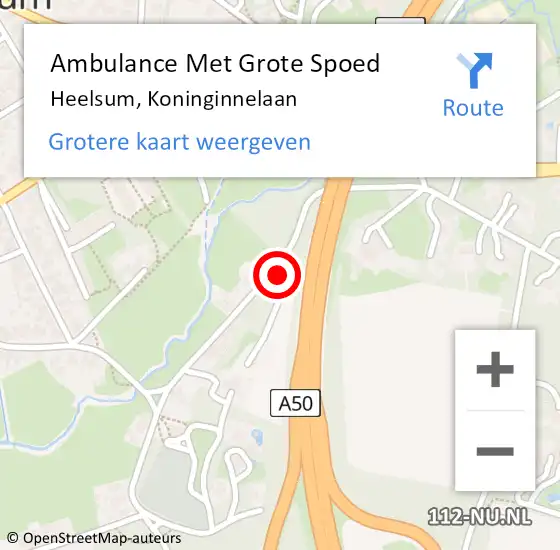 Locatie op kaart van de 112 melding: Ambulance Met Grote Spoed Naar Heelsum, Koninginnelaan op 9 februari 2014 15:33