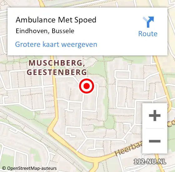 Locatie op kaart van de 112 melding: Ambulance Met Spoed Naar Eindhoven, Bussele op 11 december 2017 16:16