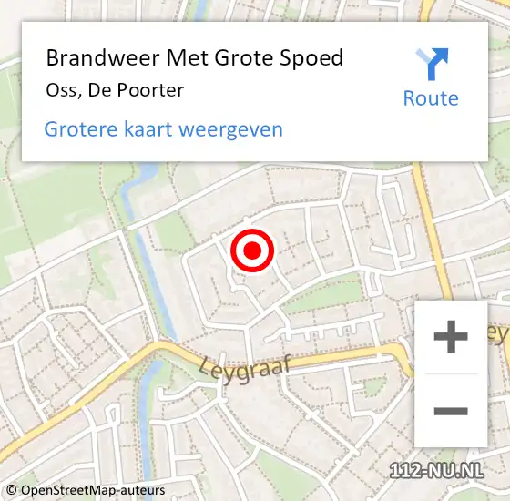 Locatie op kaart van de 112 melding: Brandweer Met Grote Spoed Naar Oss, De Poorter op 11 december 2017 16:16