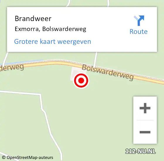 Locatie op kaart van de 112 melding: Brandweer Exmorra, Bolswarderweg op 11 december 2017 16:17
