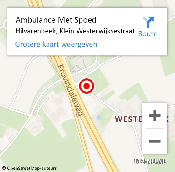 Locatie op kaart van de 112 melding: Ambulance Met Spoed Naar Hilvarenbeek, Klein Westerwijksestraat op 11 december 2017 16:22