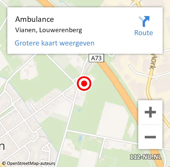 Locatie op kaart van de 112 melding: Ambulance Vianen, Louwerenberg op 11 december 2017 16:30