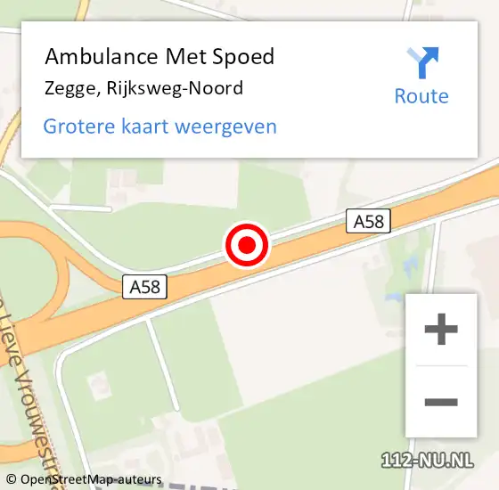 Locatie op kaart van de 112 melding: Ambulance Met Spoed Naar Zegge, Rijksweg-Noord op 11 december 2017 16:56