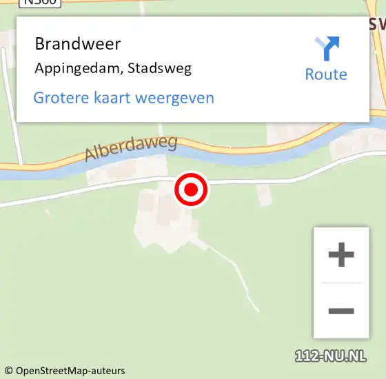 Locatie op kaart van de 112 melding: Brandweer Appingedam, Stadsweg op 11 december 2017 17:00