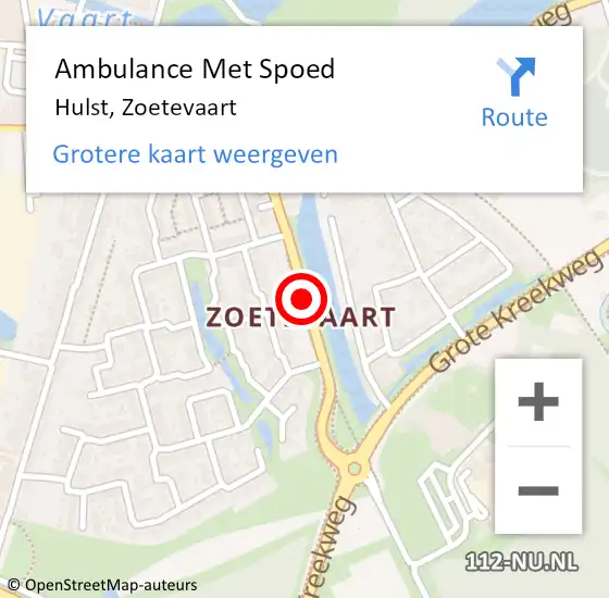 Locatie op kaart van de 112 melding: Ambulance Met Spoed Naar Hulst, Zoetevaart op 11 december 2017 17:03