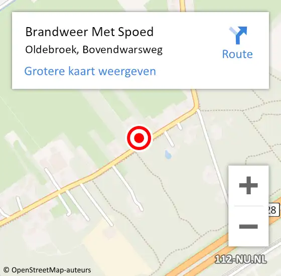 Locatie op kaart van de 112 melding: Brandweer Met Spoed Naar Oldebroek, Bovendwarsweg op 11 december 2017 17:20