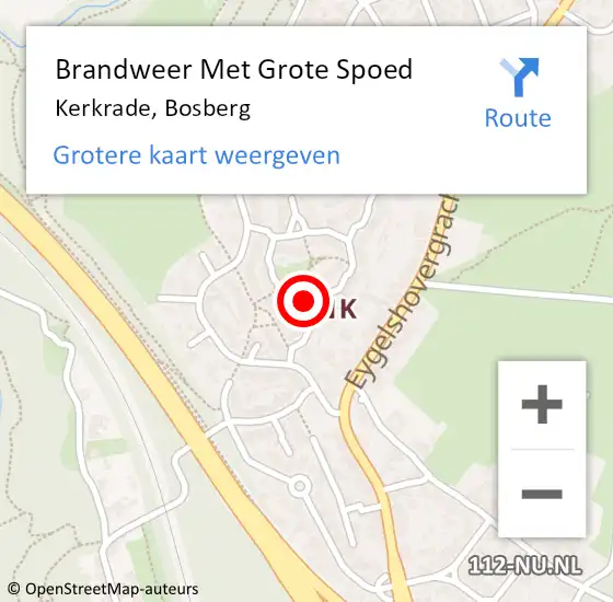 Locatie op kaart van de 112 melding: Brandweer Met Grote Spoed Naar Kerkrade, Bosberg op 11 december 2017 17:44