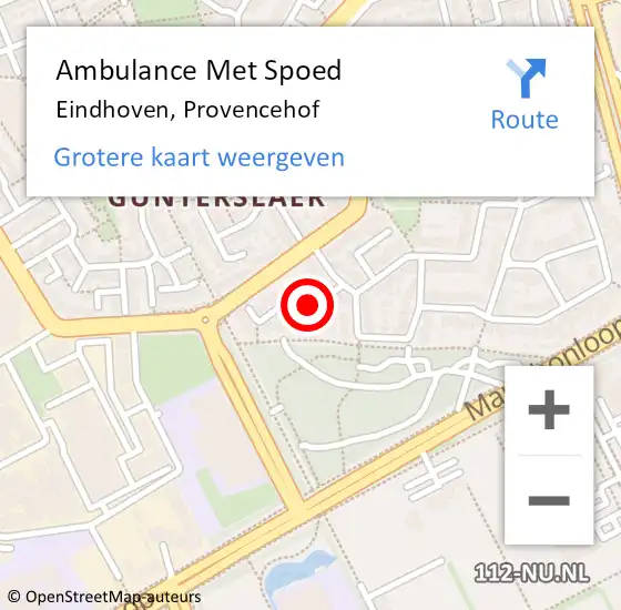 Locatie op kaart van de 112 melding: Ambulance Met Spoed Naar Eindhoven, Provencehof op 11 december 2017 17:49