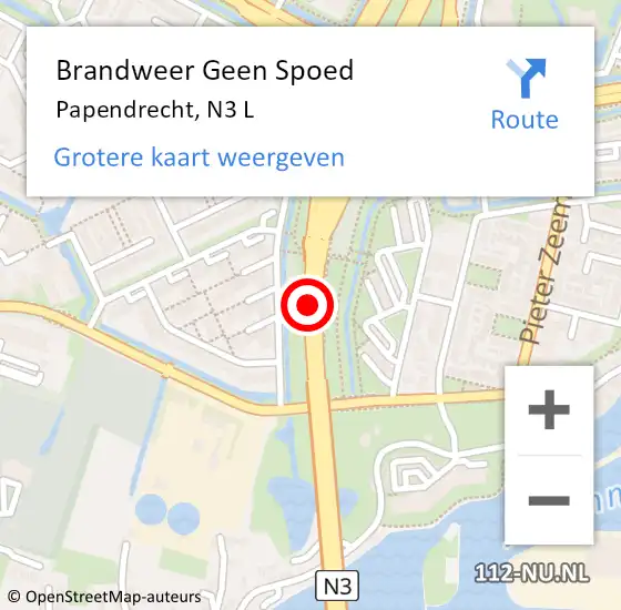 Locatie op kaart van de 112 melding: Brandweer Geen Spoed Naar Papendrecht, N3 L op 11 december 2017 17:51