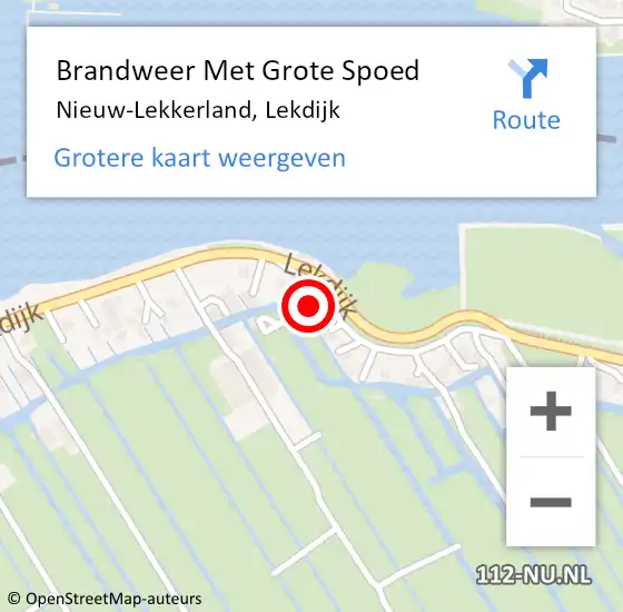 Locatie op kaart van de 112 melding: Brandweer Met Grote Spoed Naar Nieuw-Lekkerland, Lekdijk op 11 december 2017 18:01