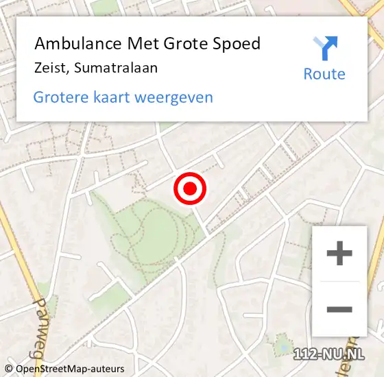 Locatie op kaart van de 112 melding: Ambulance Met Grote Spoed Naar Zeist, Sumatralaan op 11 december 2017 18:02