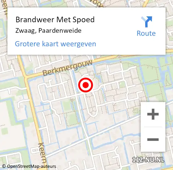 Locatie op kaart van de 112 melding: Brandweer Met Spoed Naar Zwaag, Paardenweide op 11 december 2017 18:38